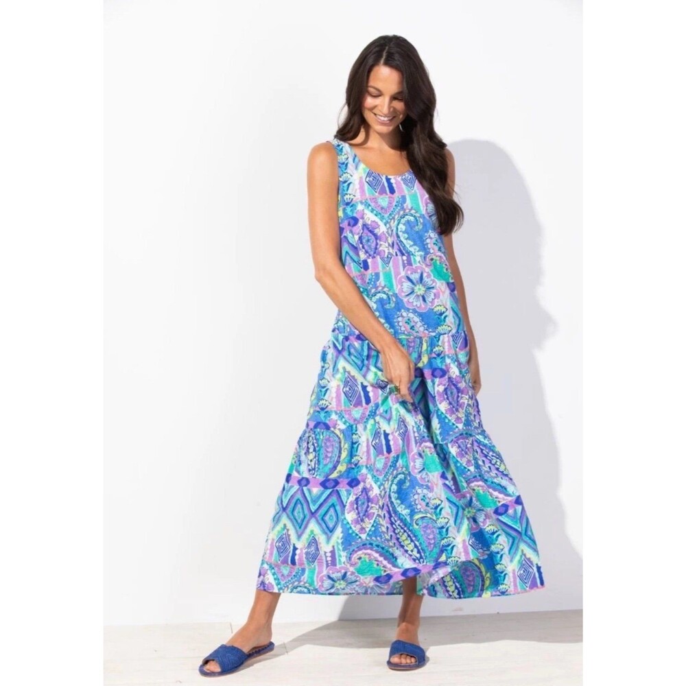 Escape by Habitat Veranda Multi Paisley Maxi Dress Blue Large